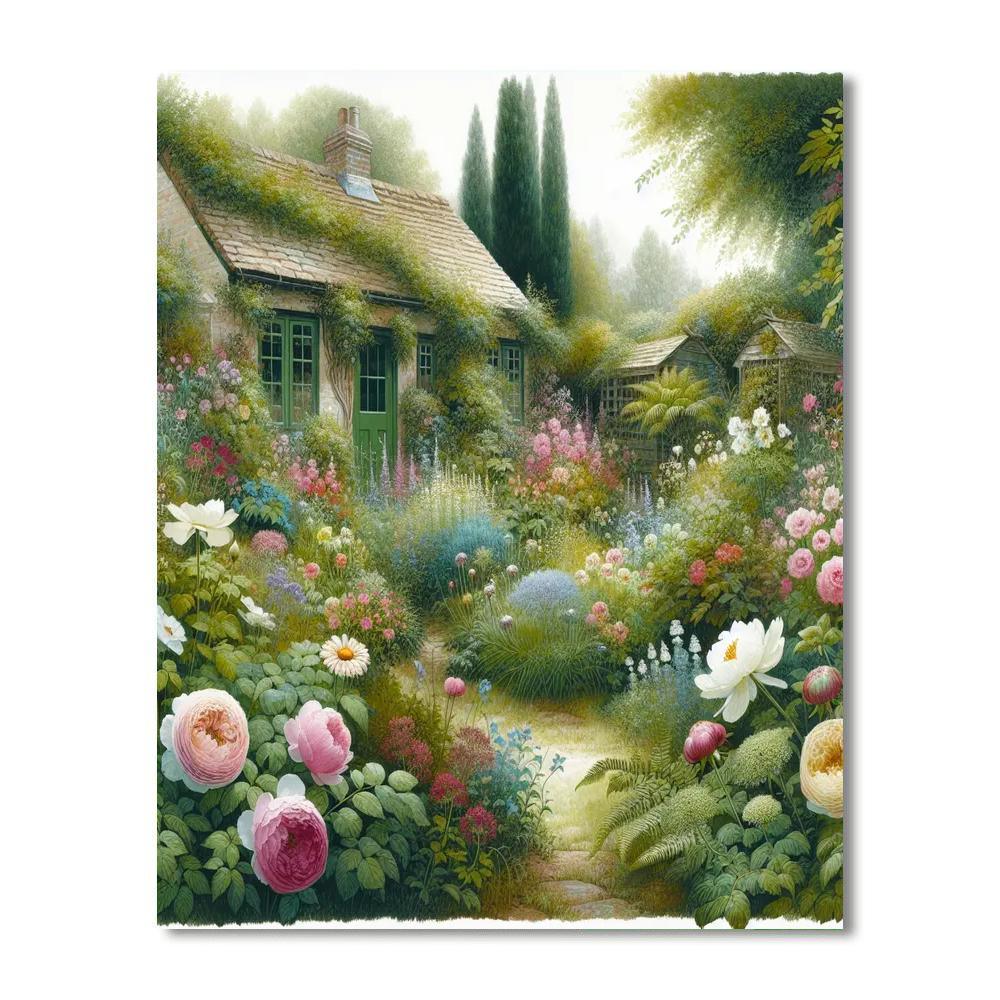 Peaceful Cottage Garden Painting By Numbers Kit