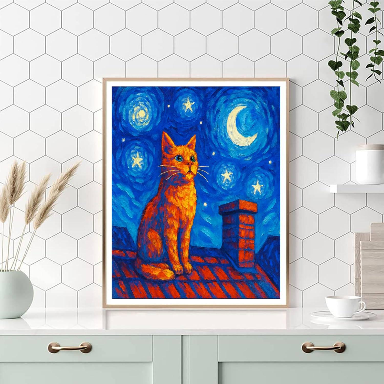Cat's Mystical Night Numbered Painting Kits