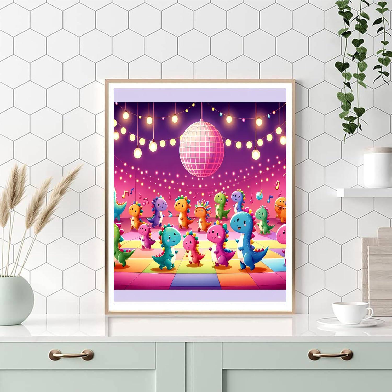 Funky Dinosaur Disco Paint By Number