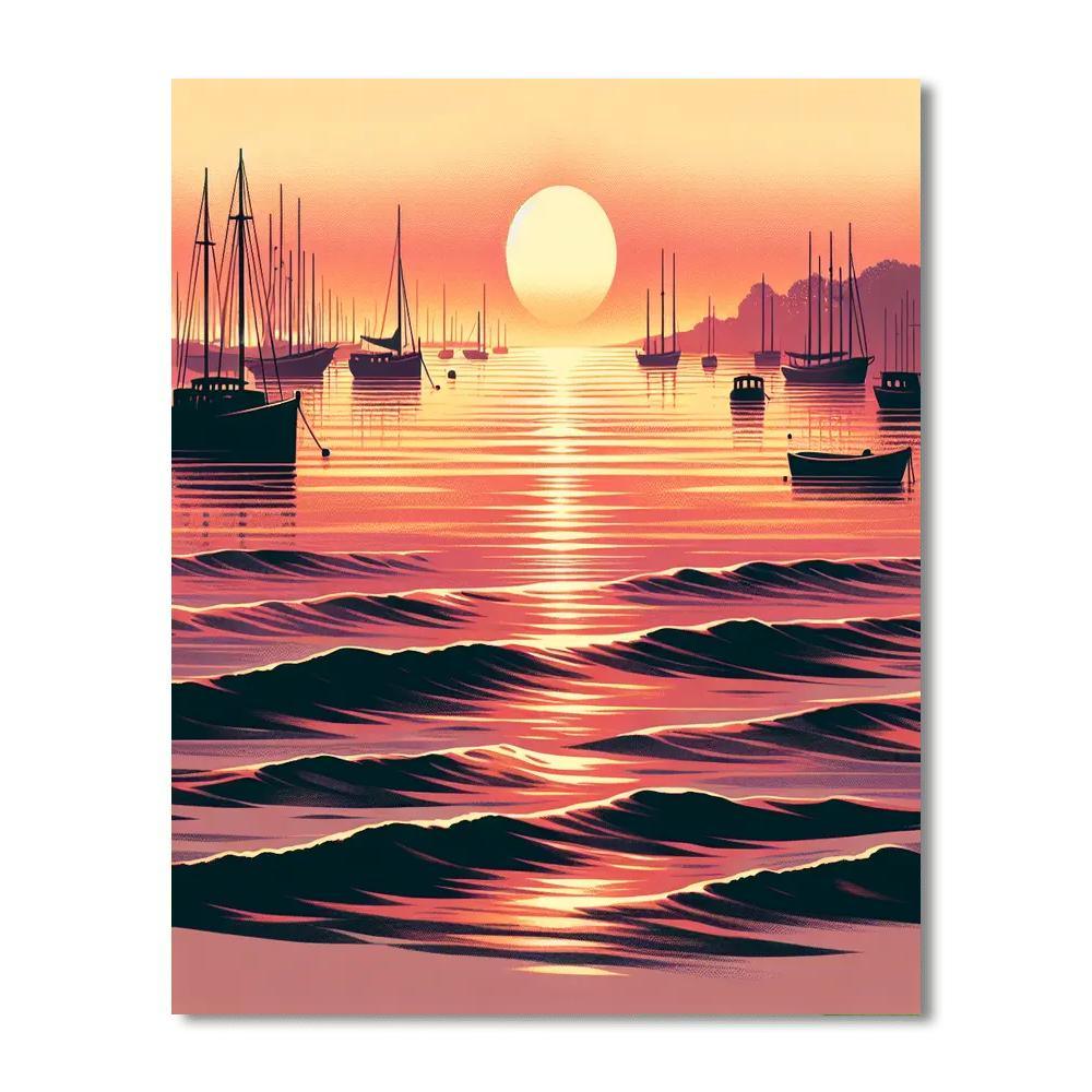 Nostalgic Harbor Sunset Paint By Numbers