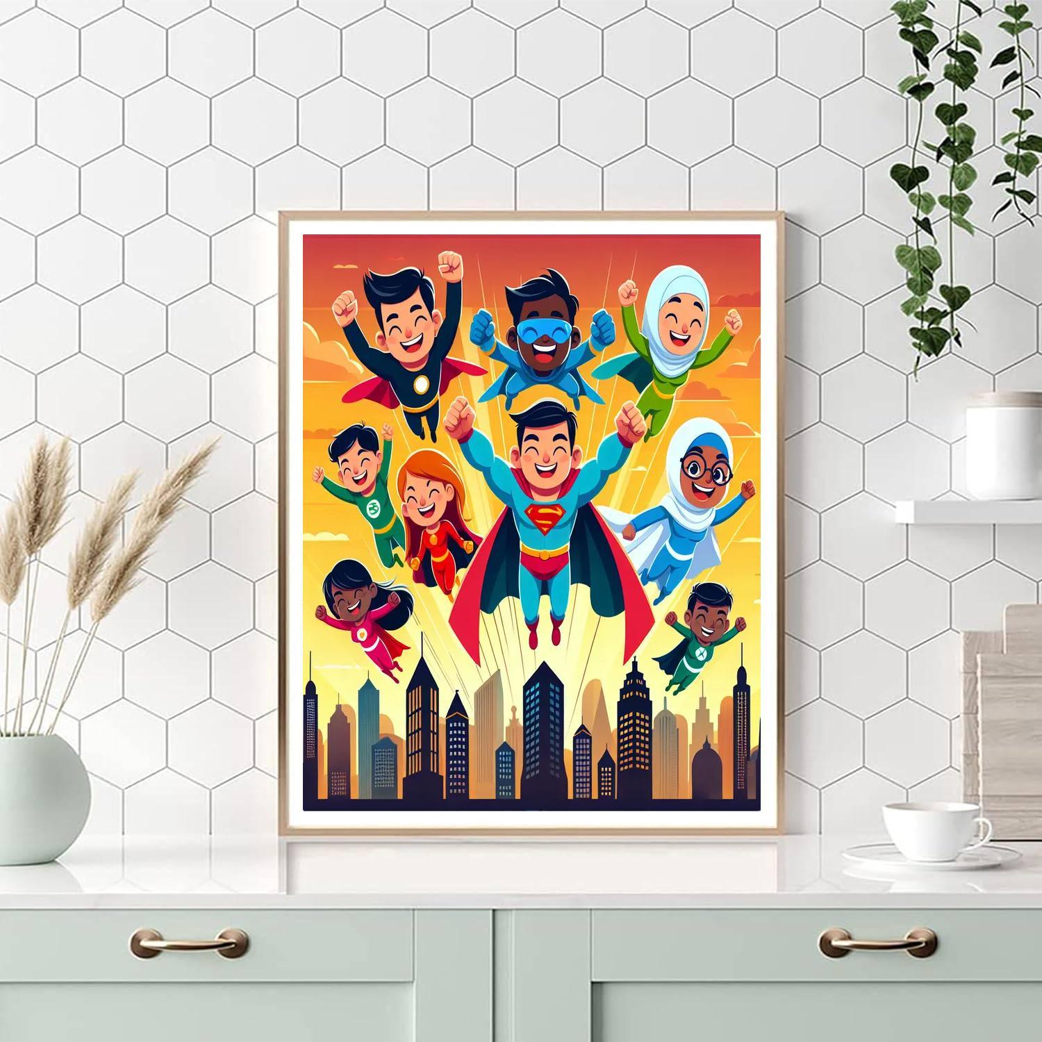 Superhero Adventures Together Paint By Numbers Art
