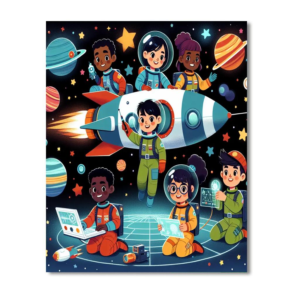 Adventurous Space Heroes Number Painting