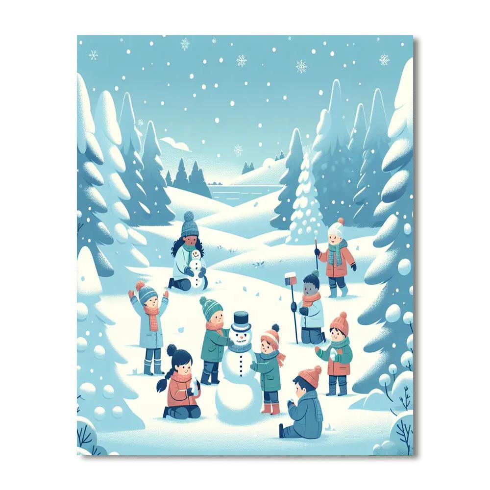 Frosty Snowy Scene Painting Number Kit