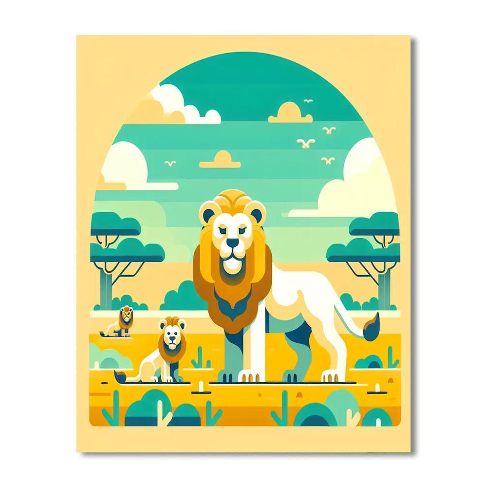 Majestic Safari Lions Number Painting