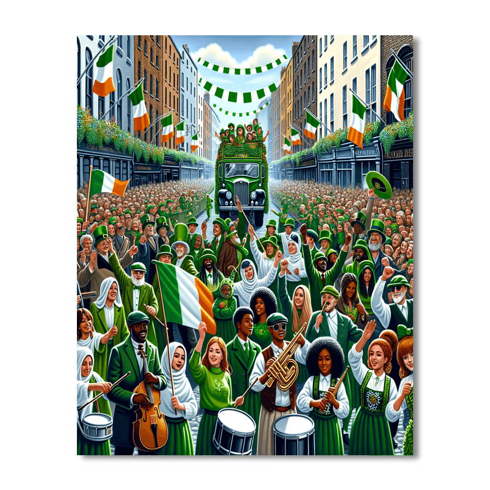 St. Patrick's Day Parade - Dublin, Ireland Painting By Numbers Kit