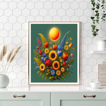 Bright Floral Delight Number Painting