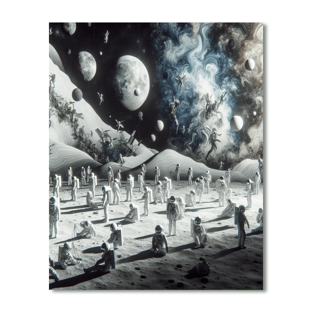 Celestial Lunar Exploration Number Painting