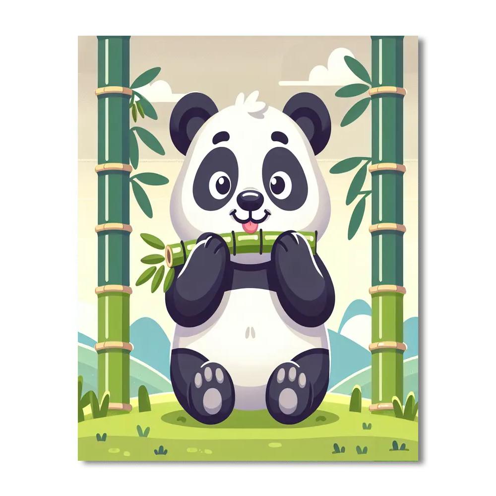 Panda's Bamboo Bliss Number Painting