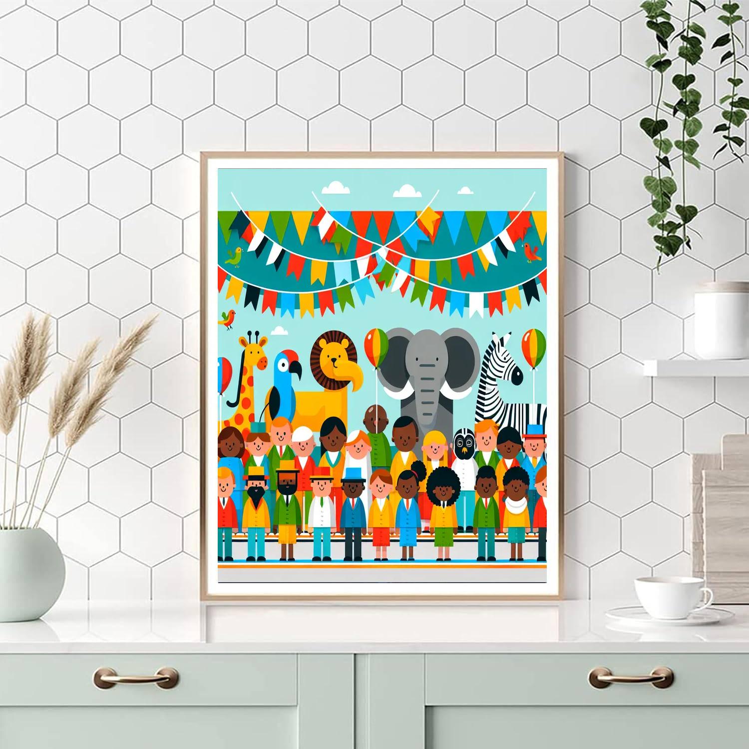 Playful Parade Of Pals Paint By Numbers Art