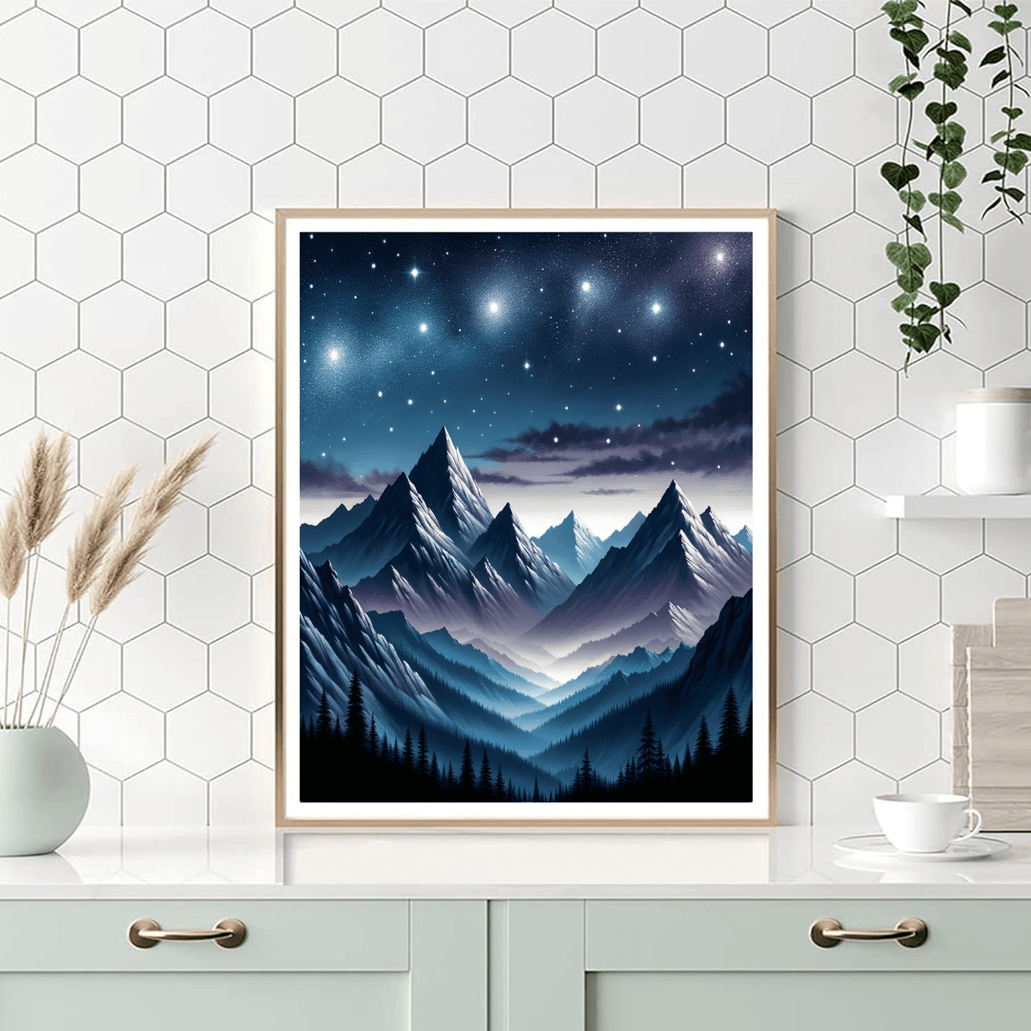Majestic Starlit Mountains Paint By Color