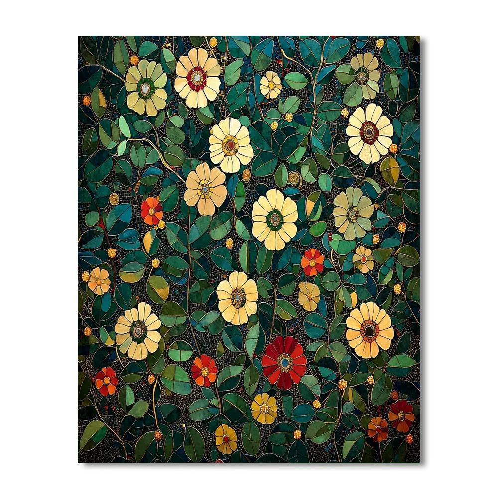 Gustav Klimt Inspired Botanical Mosaic  Painting By Numbers Kit