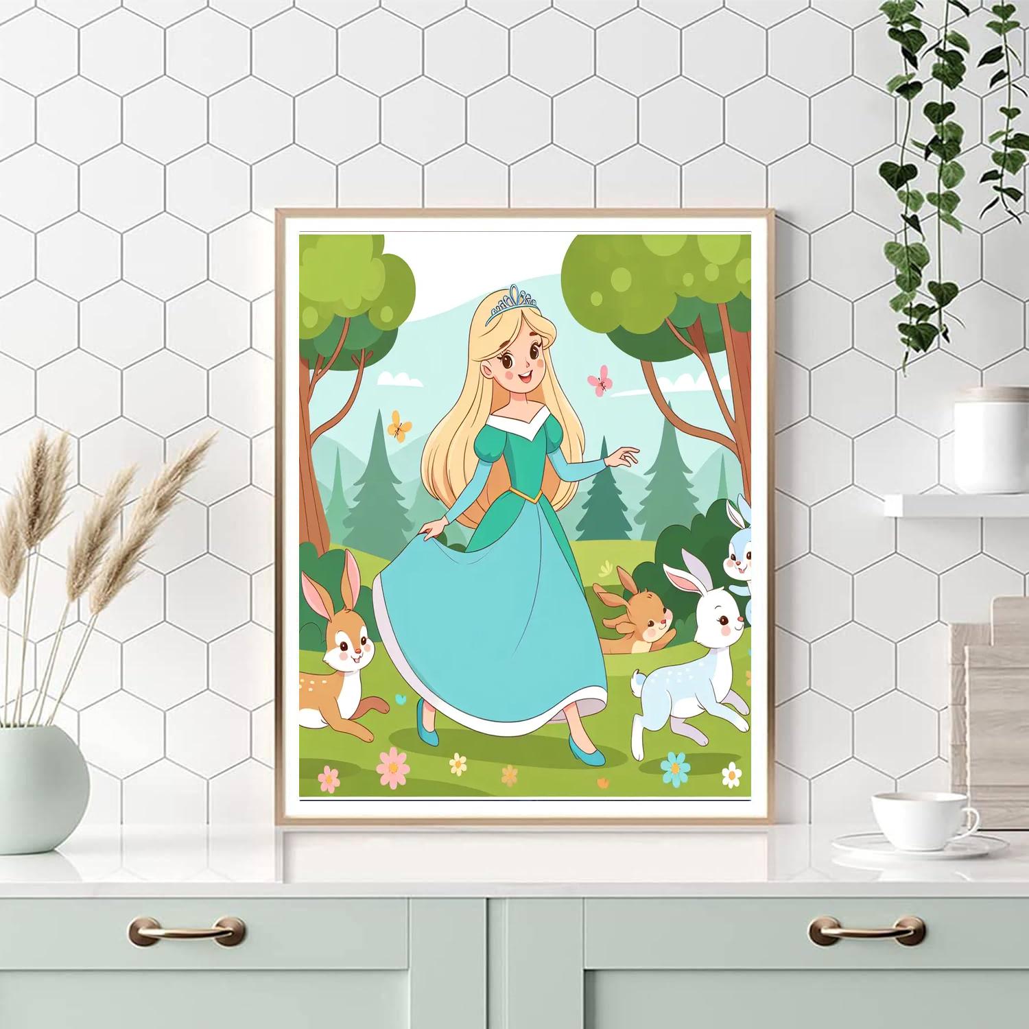 Princess And Her Forest Companions DIY Paint By Numbers