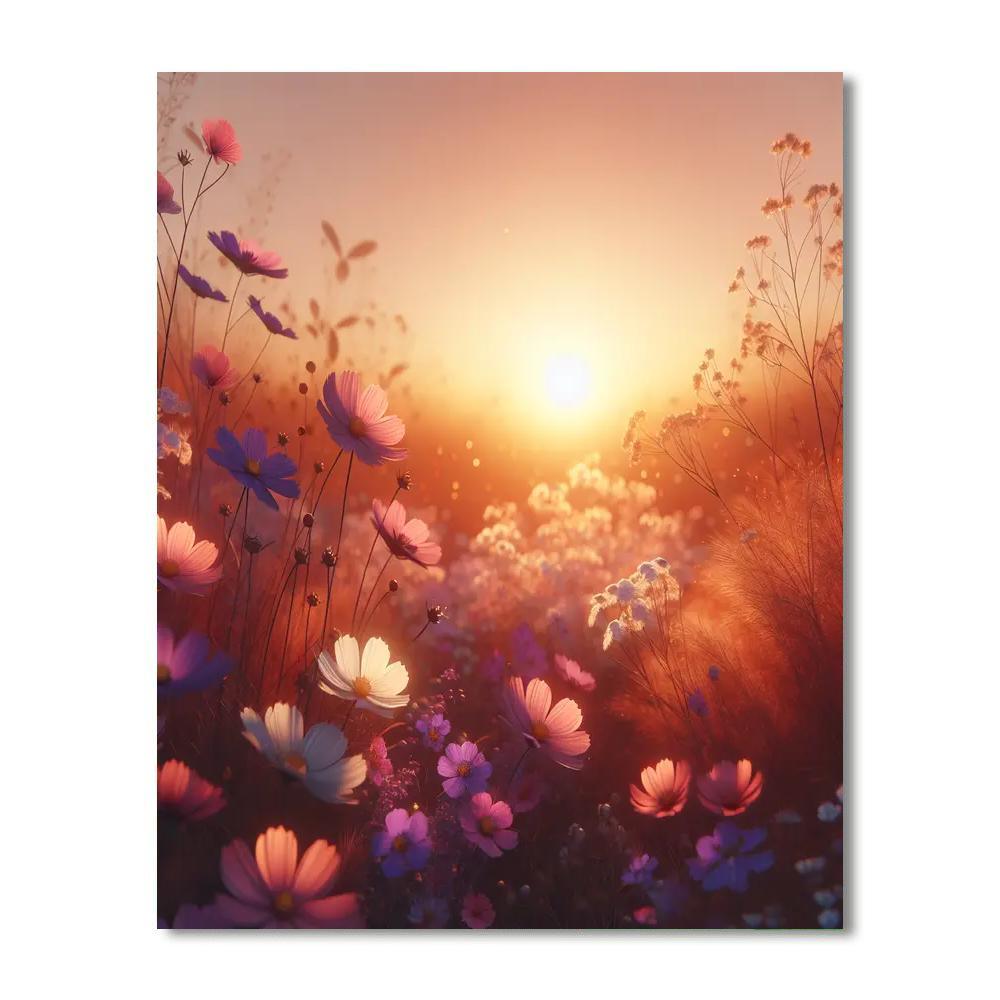 Dreamy Meadow Sunset Numbered Painting Kits