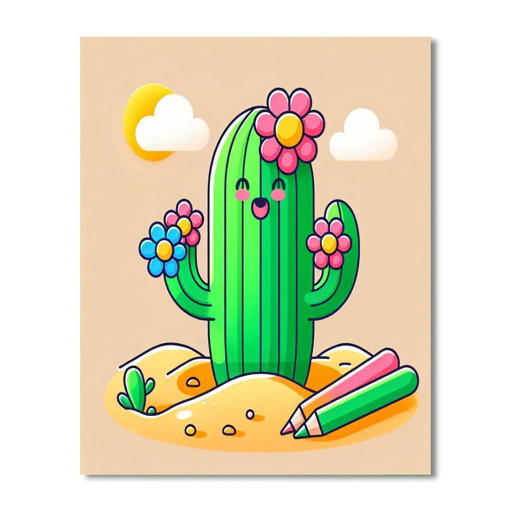Bright Desert Cactus Paint By Number