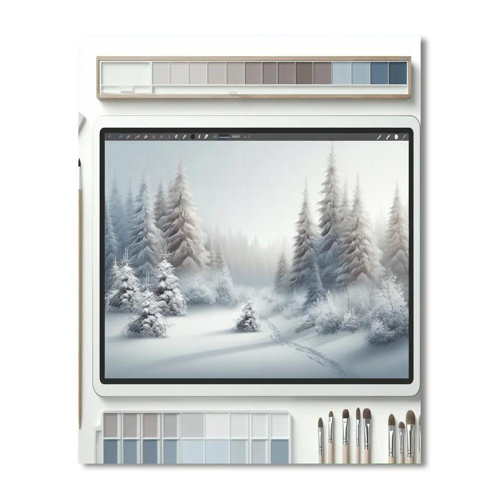 Peaceful Winter Woods Painting Number Kit