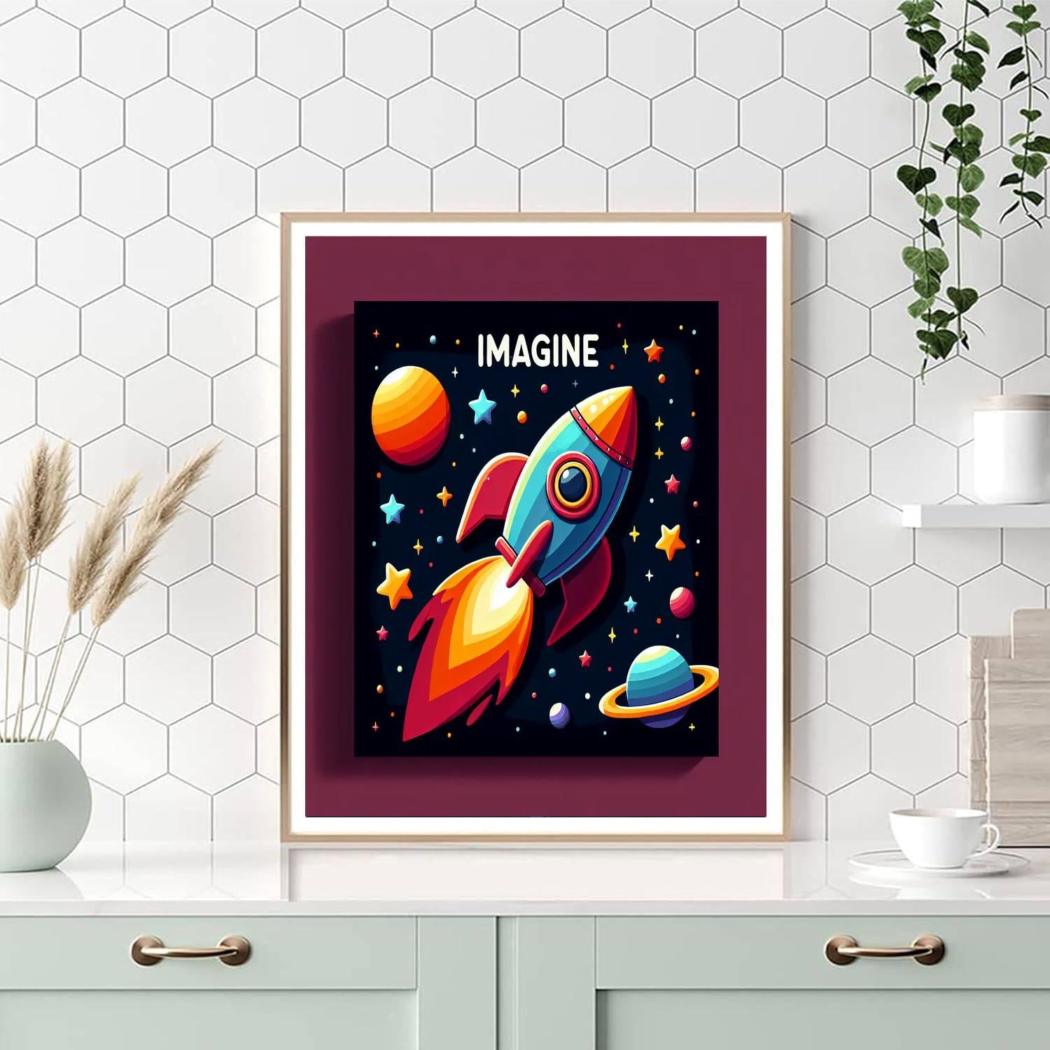 Space Rocket Ride Paint By Numbers Art
