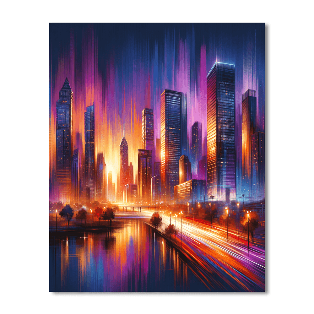 Dynamic Urban Skyline Paint By Numbers
