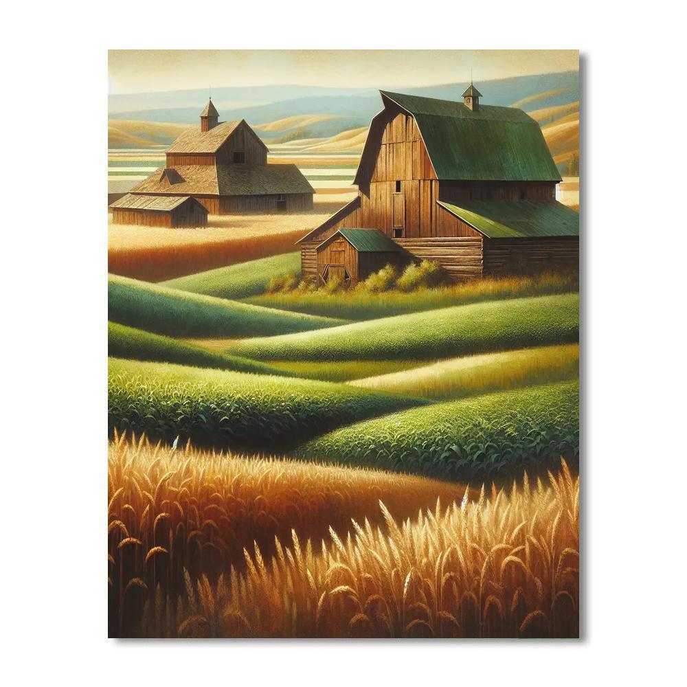 Rural Harvest Scene Paint By Numbers Art