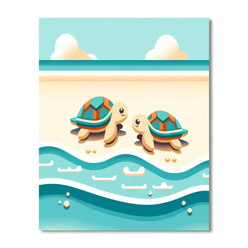 Beach Day With Sea Turtles Paint By Numbers Kits