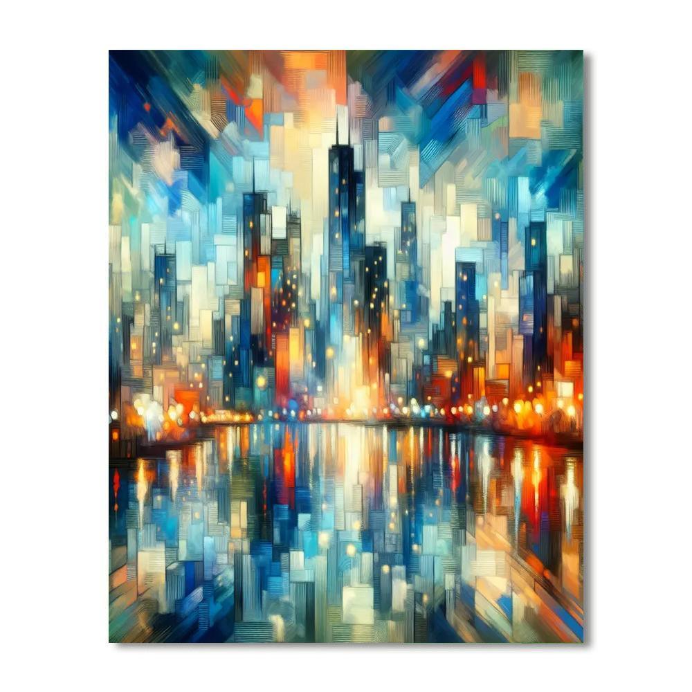 Colorful Urban Reflections Paint By Numbers Art