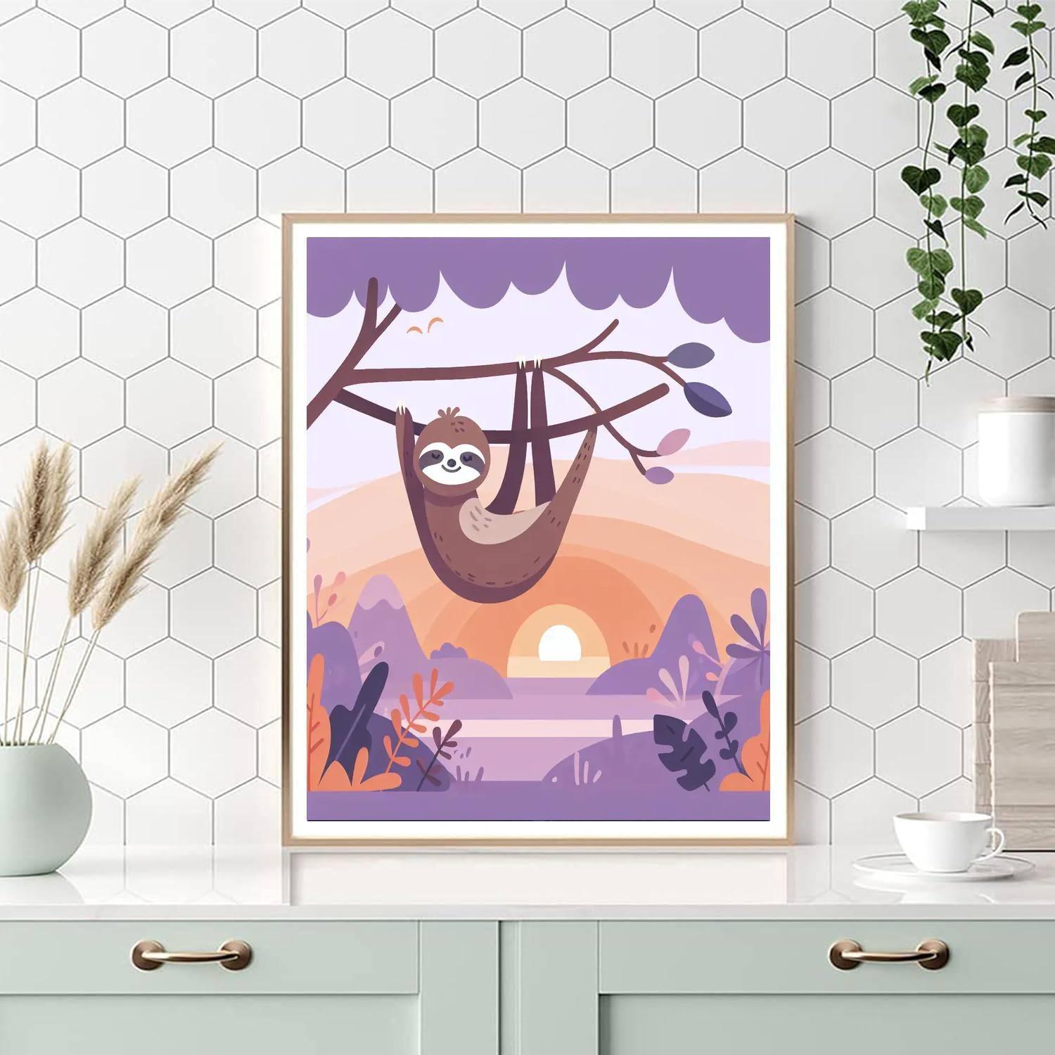 Sunset Sloth Serenity Number Painting