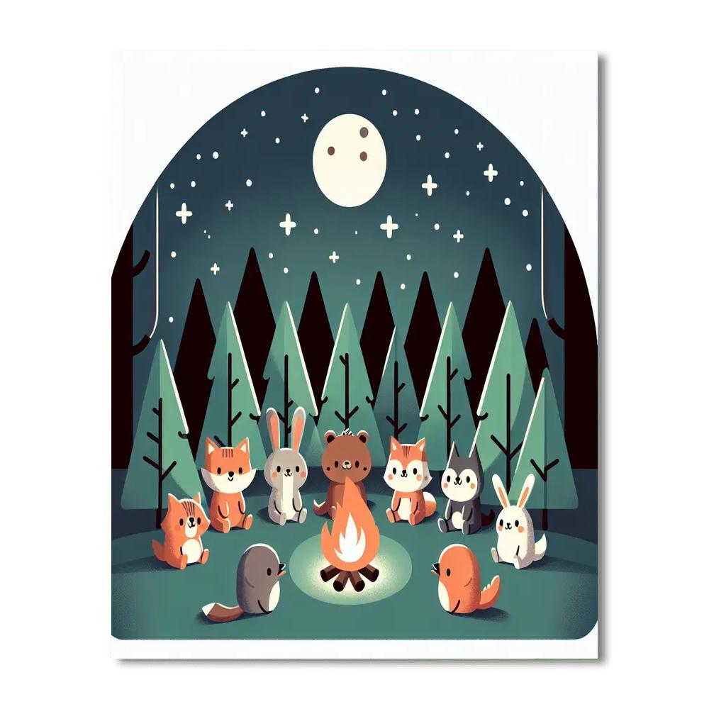 Woodland Critter's Campfire Numbered Painting Kits