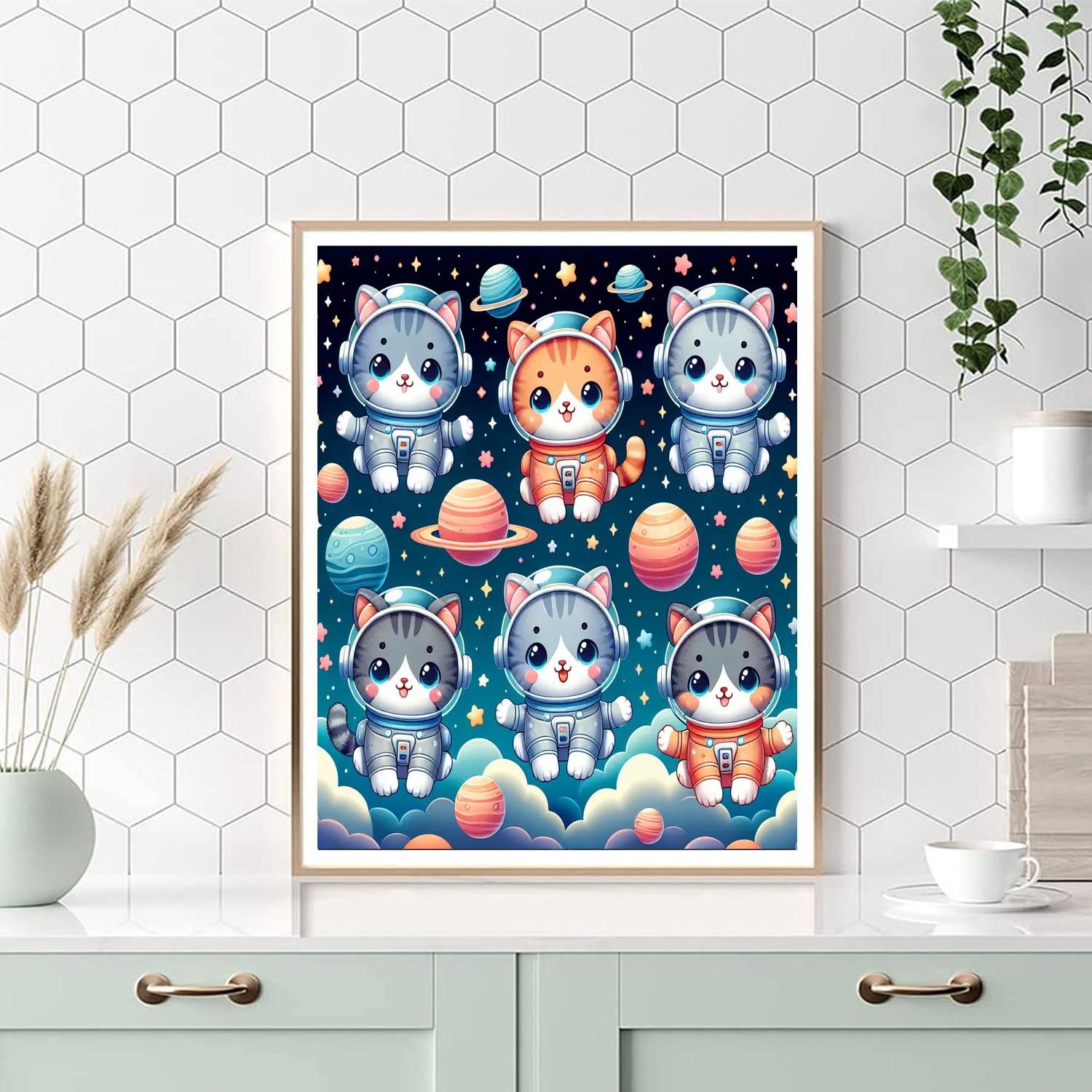 Playful Space Kittens Painting By Numbers Kit