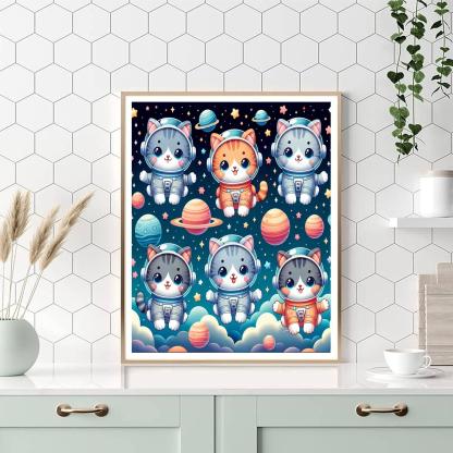 Playful Space Kittens Painting By Numbers Kit