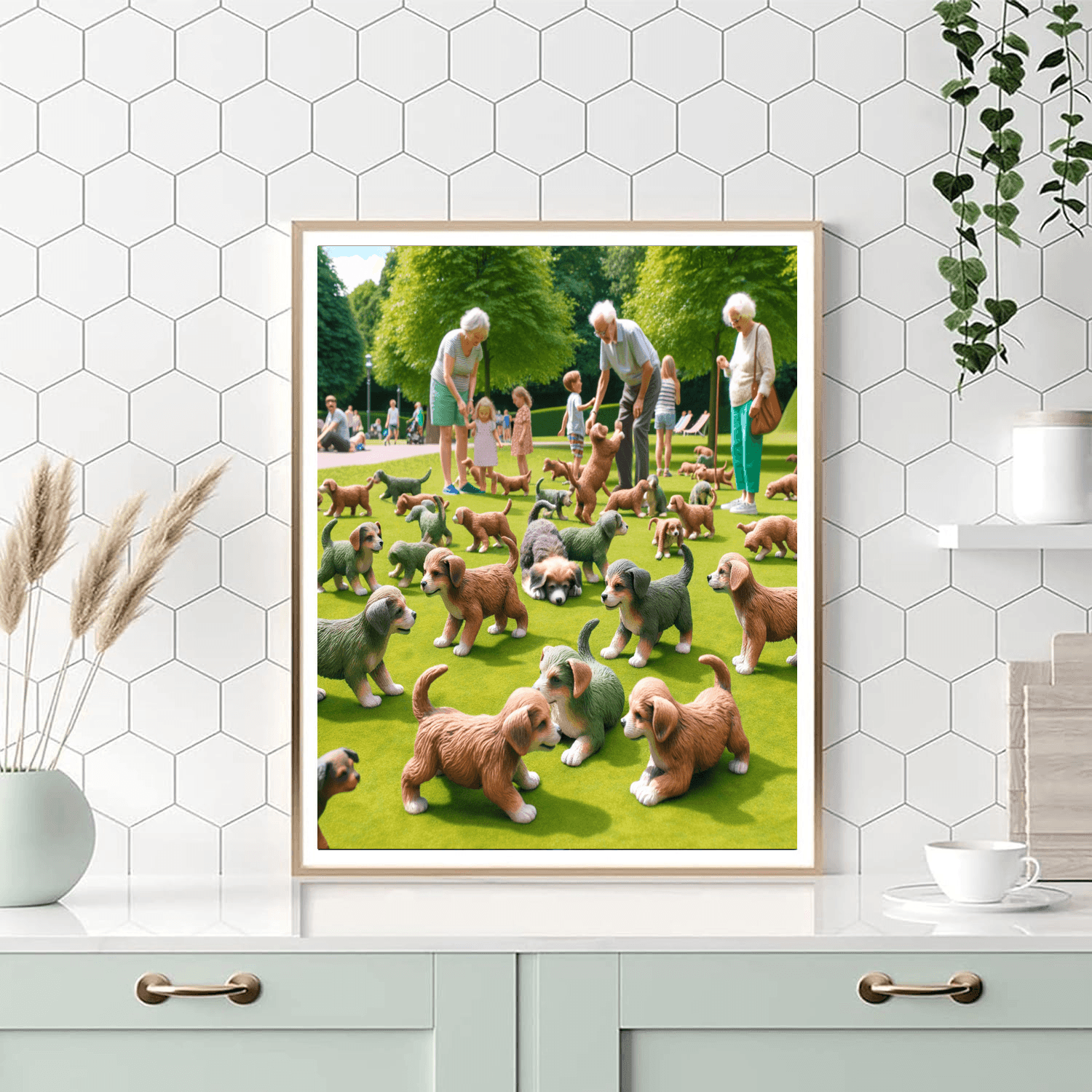 Playful Puppy Park Paint By Numbers Art