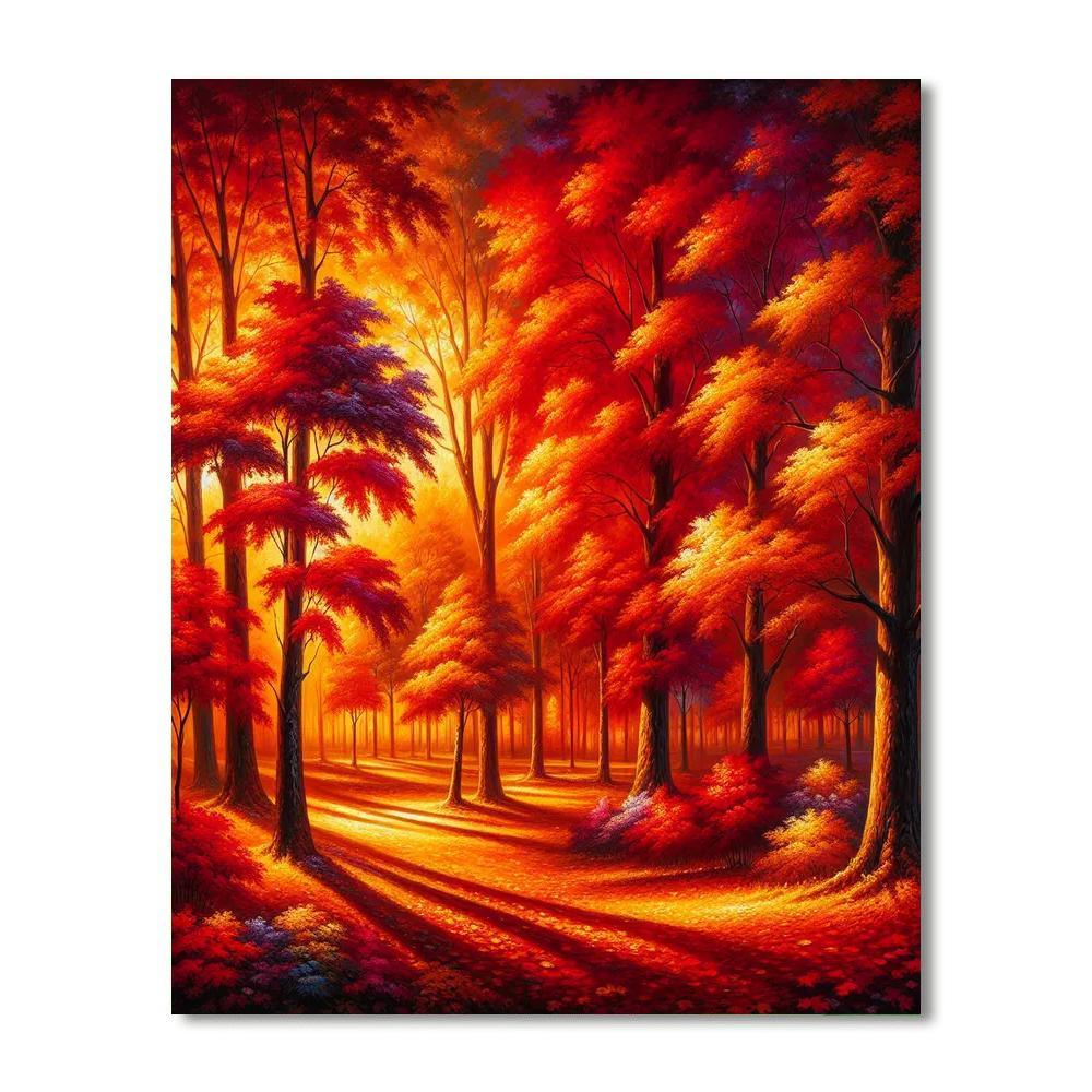 Autumn's Fiery Embrace Paint By Numbers