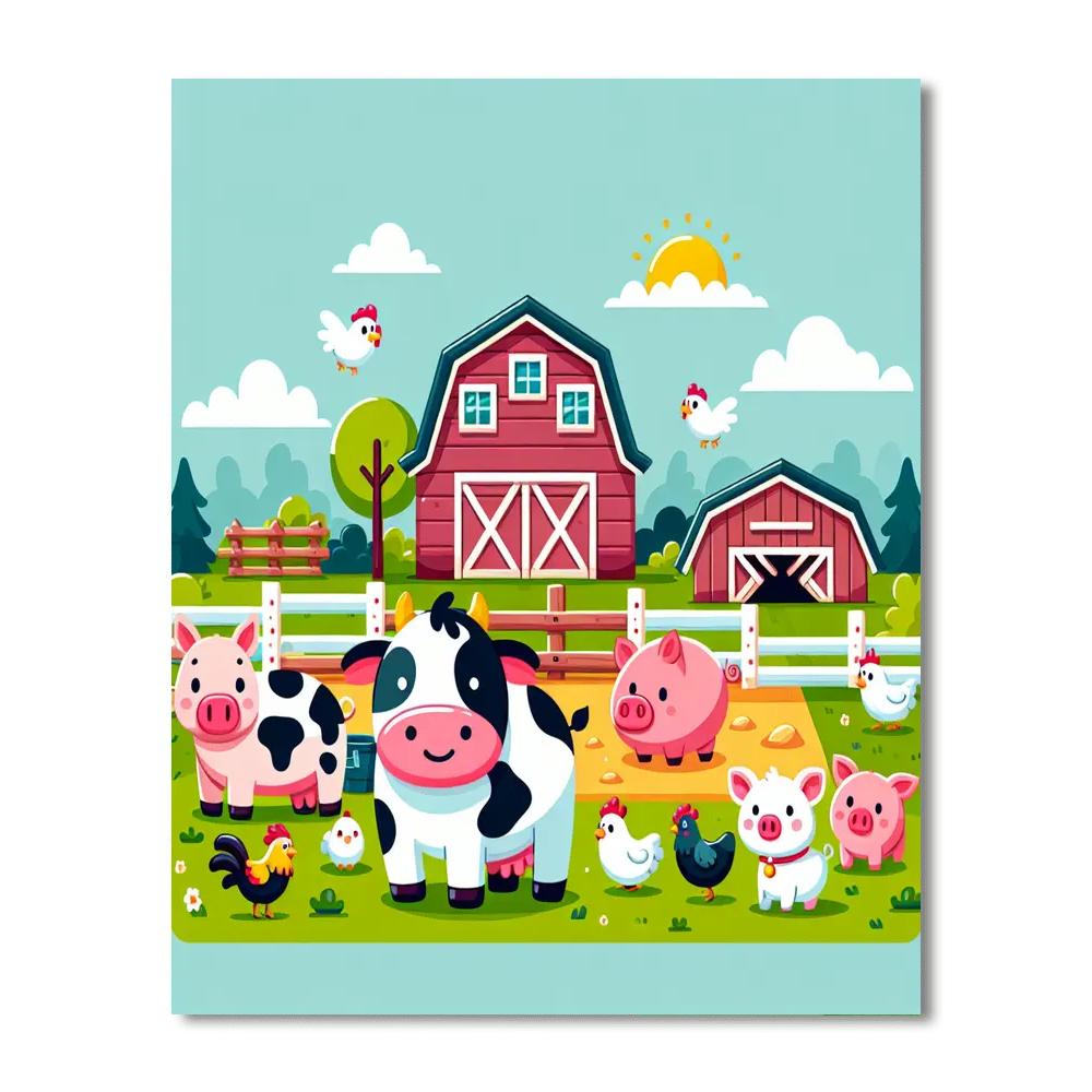 Farmyard Fun Scene Numbered Painting Kits