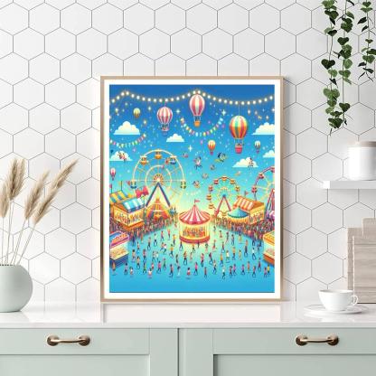 Playful Carnival Scene Paint By Numbers Art