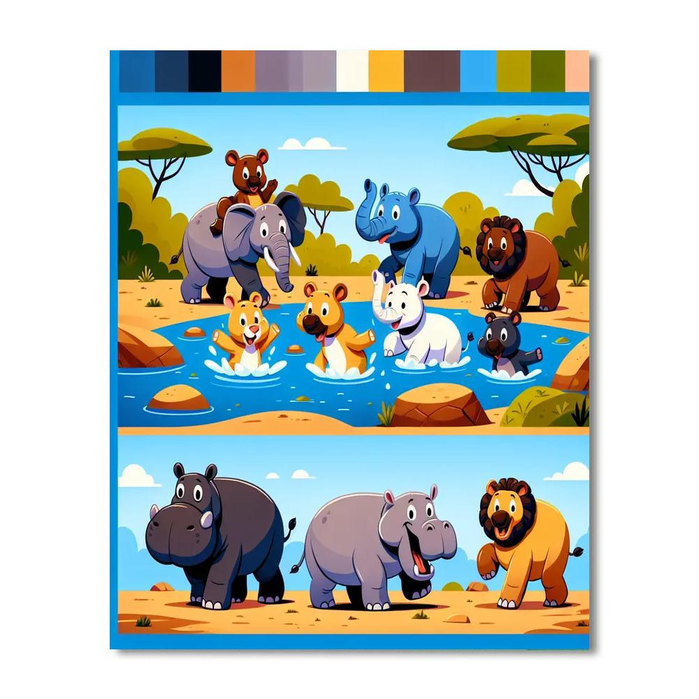 Splashing Safari Paint By Numbers Art