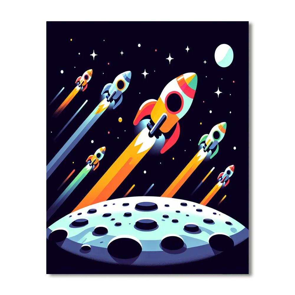 Rocket Racers On The Moon Paint By Numbers Kits