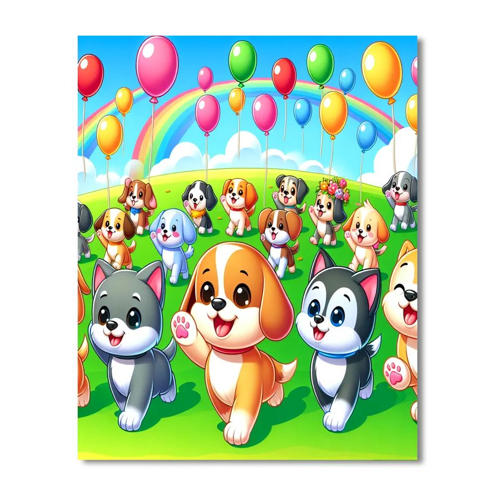 Puppy Parade Party Painting Number Kit