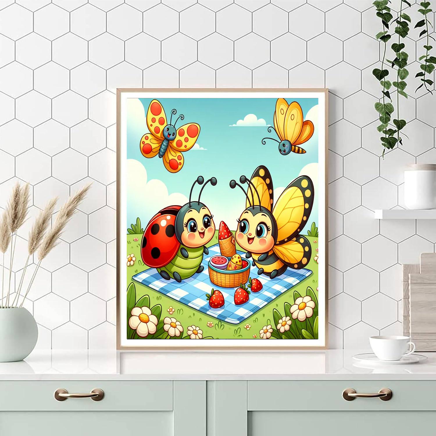 Cuddle Bug Picnic Paint By Numbers Art