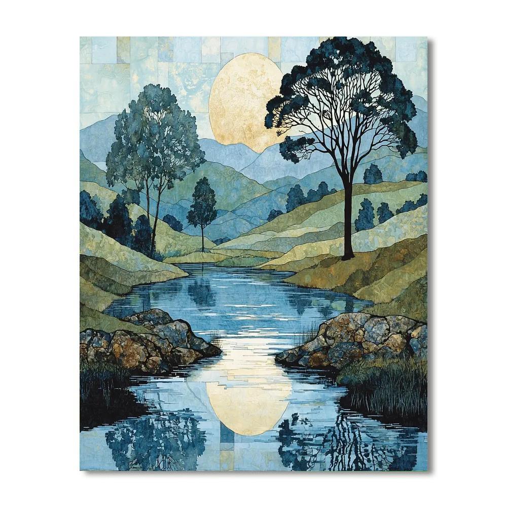 Nandalal Bose Inspired Reflection Of Tranquility  Painting Number Kit