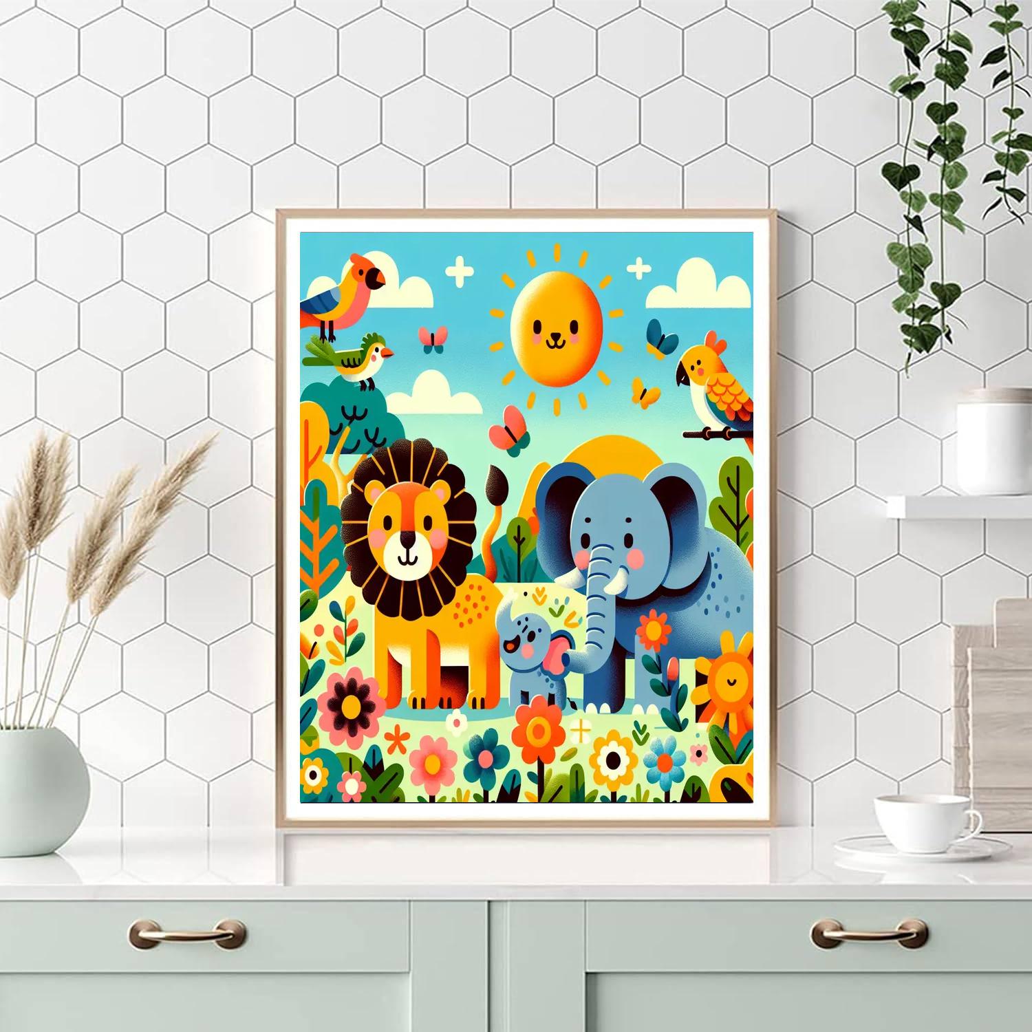 Rainbow Wildlife Adventure Paint By Numbers Art