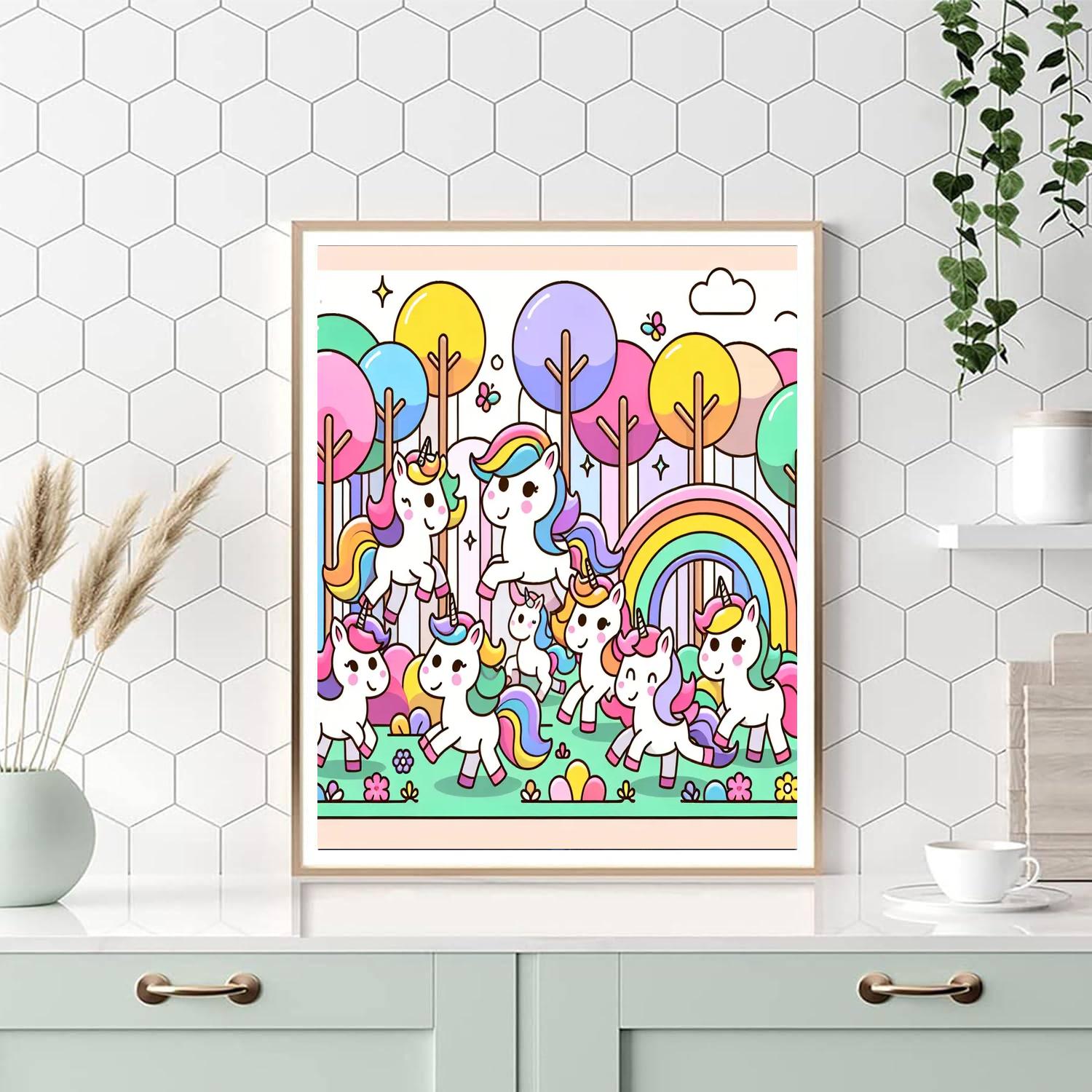 Magical Forest Unicorns Paint By Numbers Art