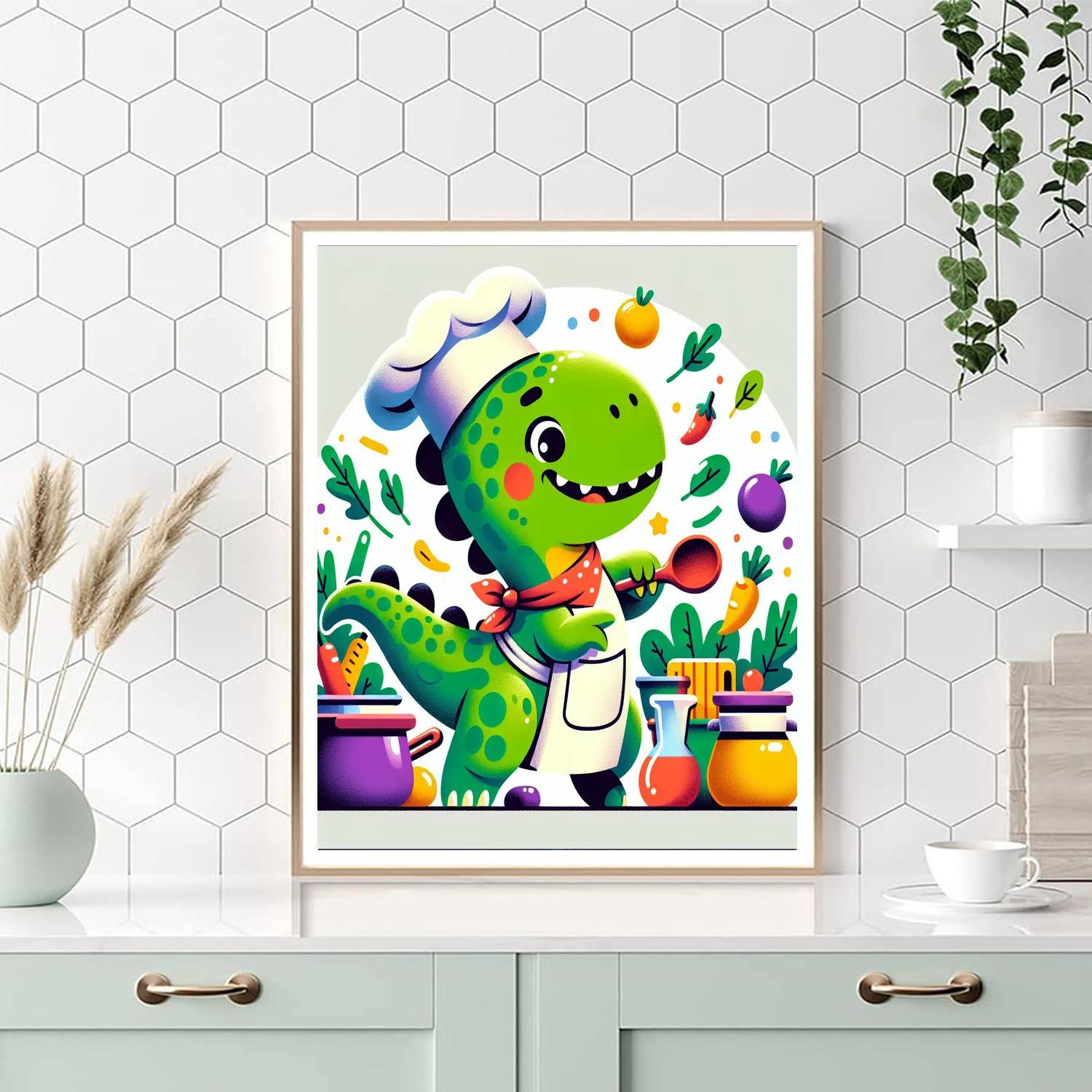 Silly Dino Chef DIY Paint By Numbers
