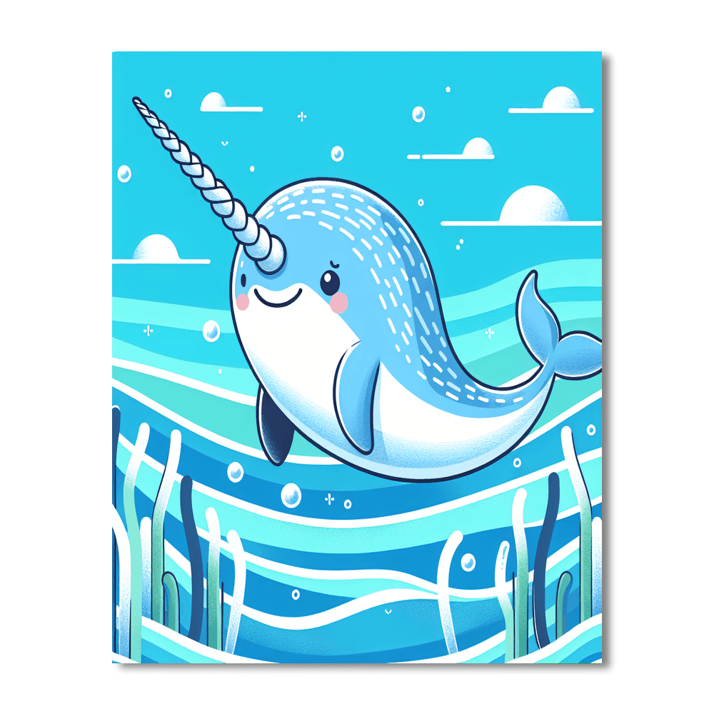 Cute Narwhal Number Painting