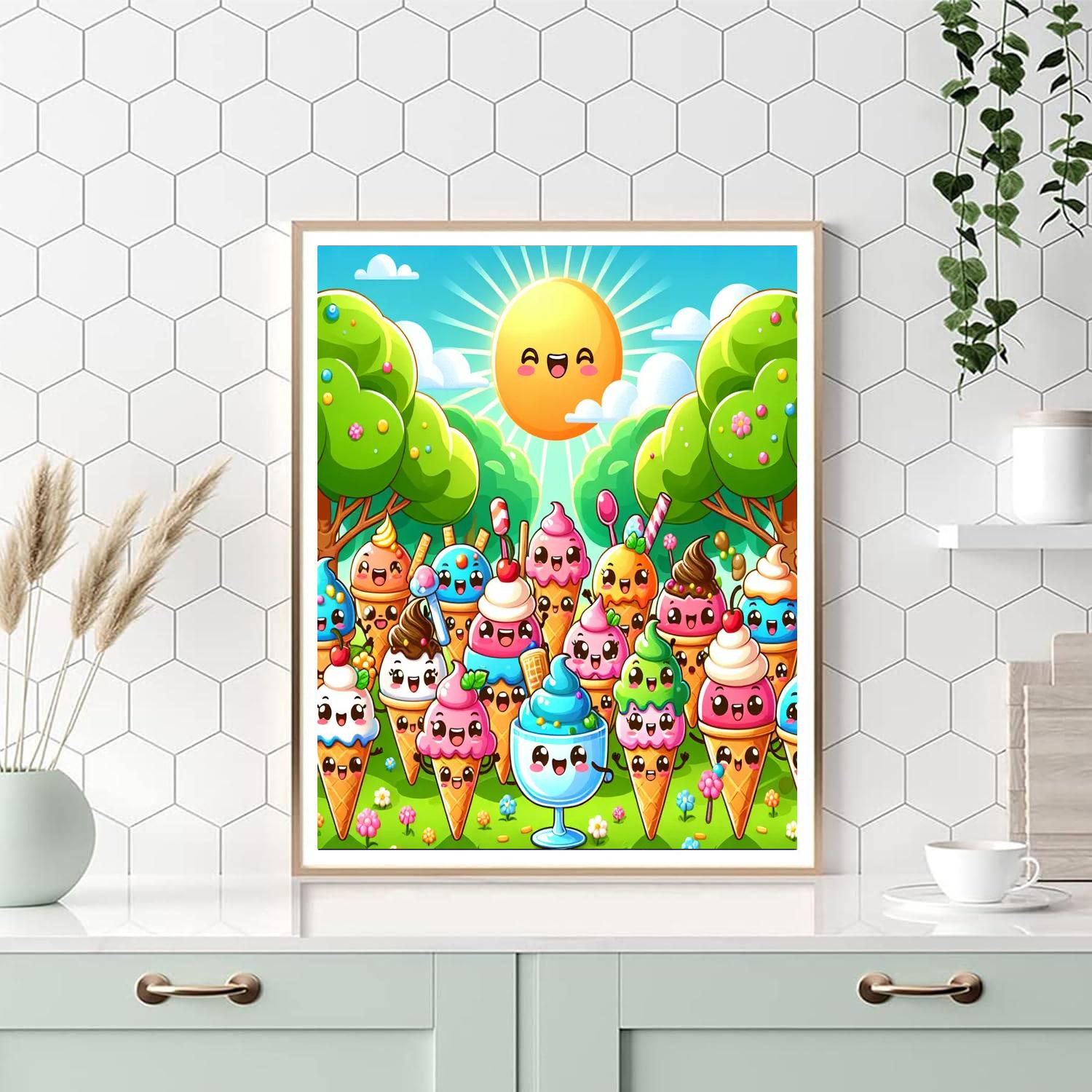 Whimsical Ice Cream Party Paint By Numbers Art