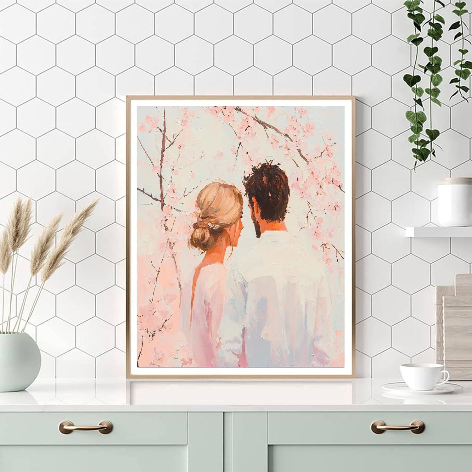 Mom's Hug Under Cherry Blossoms Paint By Numbers
