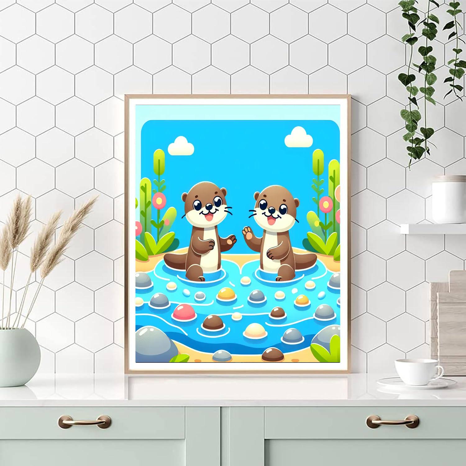 Playful Otters At Play Paint By Number