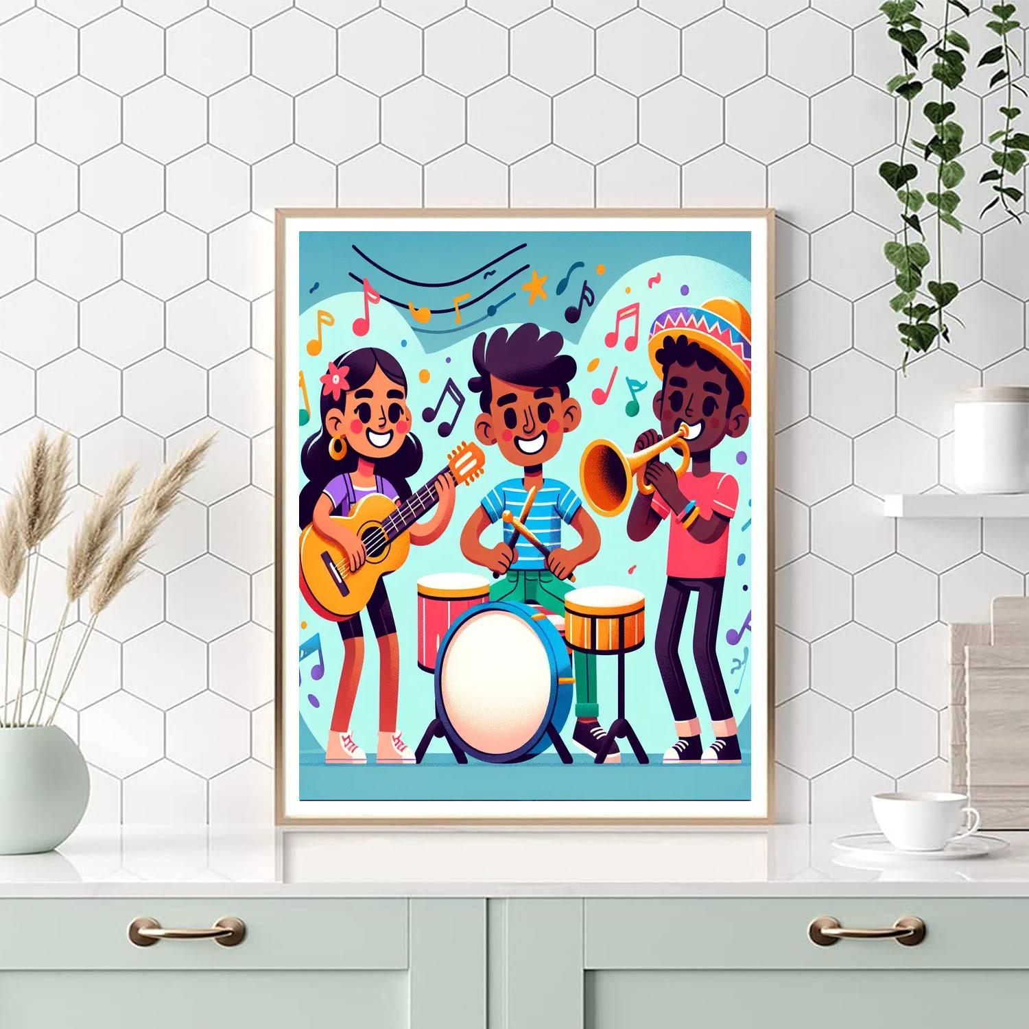 Joyful Musical Band Number Painting