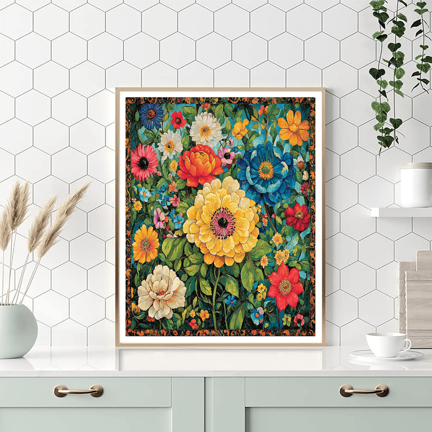 Frida Kahlo Inspired Frida's Floral Fantasy  Paint By Numbers Art