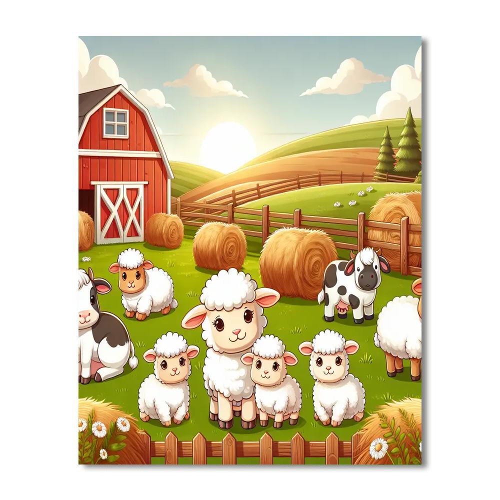 Cuddle Club At The Farm Number Painting
