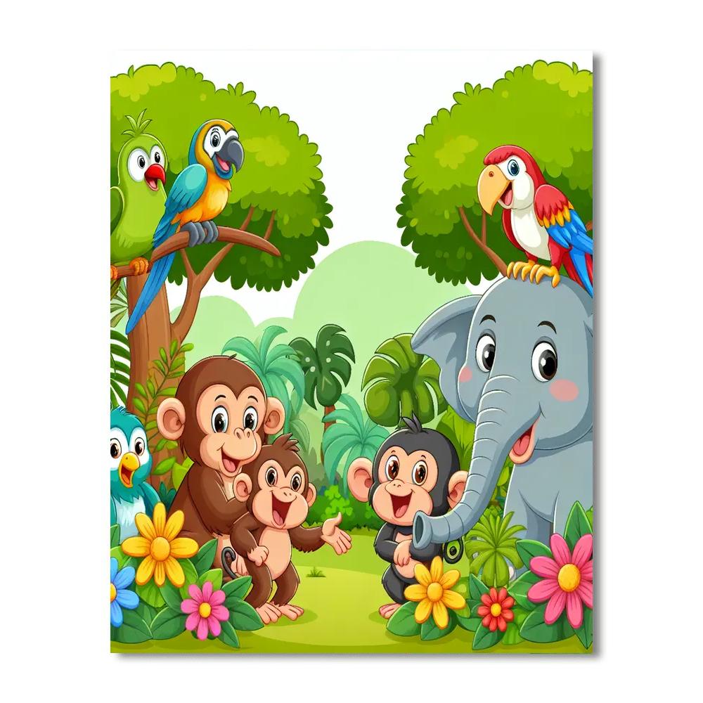 Vibrant Jungle Friends Paint By Numbers Art