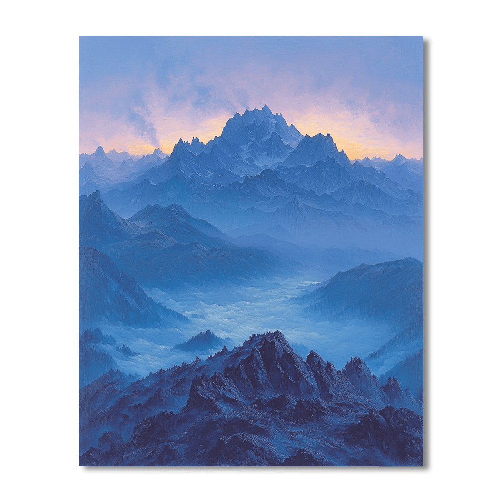Caspar David Friedrich Inspired Vibrant Mountain Panorama  Numbered Painting Kits