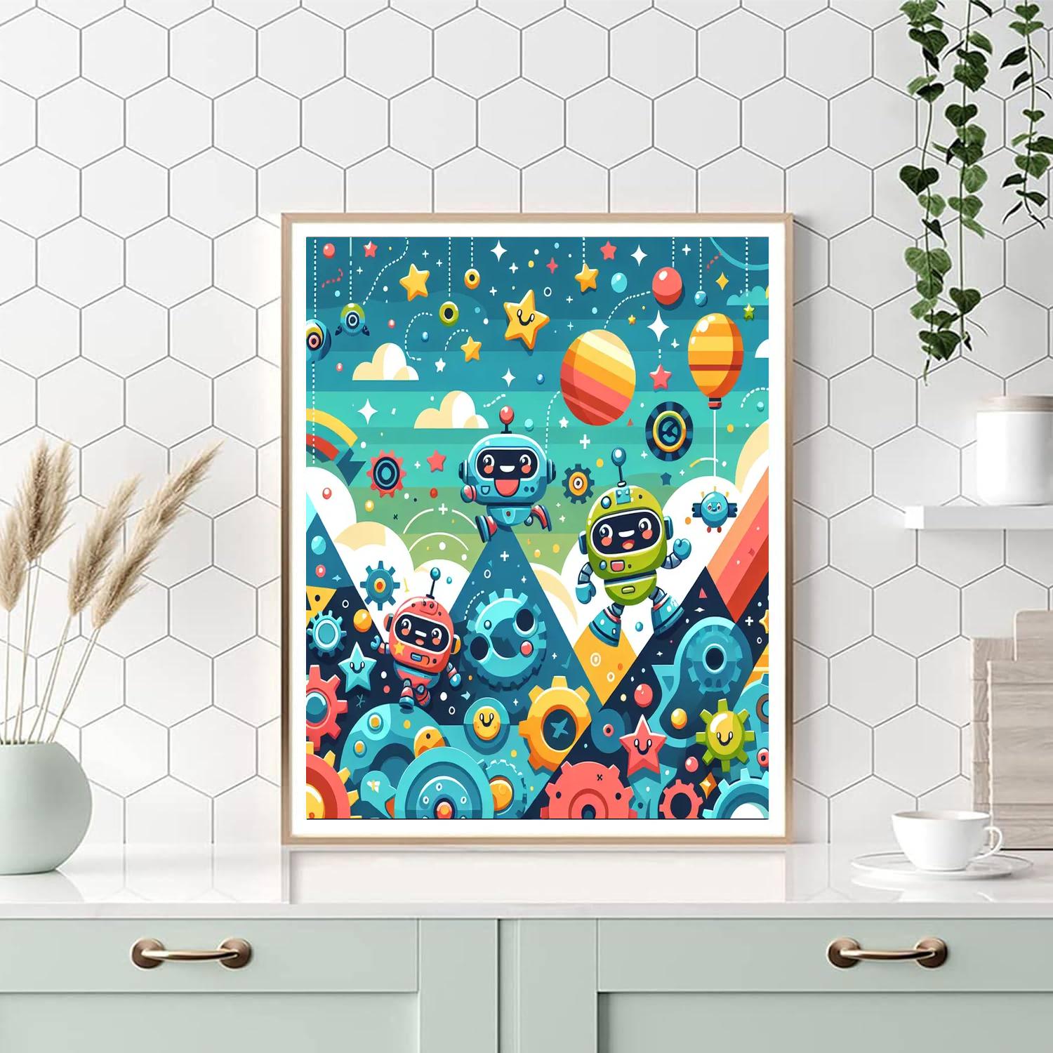 Adventurous Little Robots Numbered Painting Kits